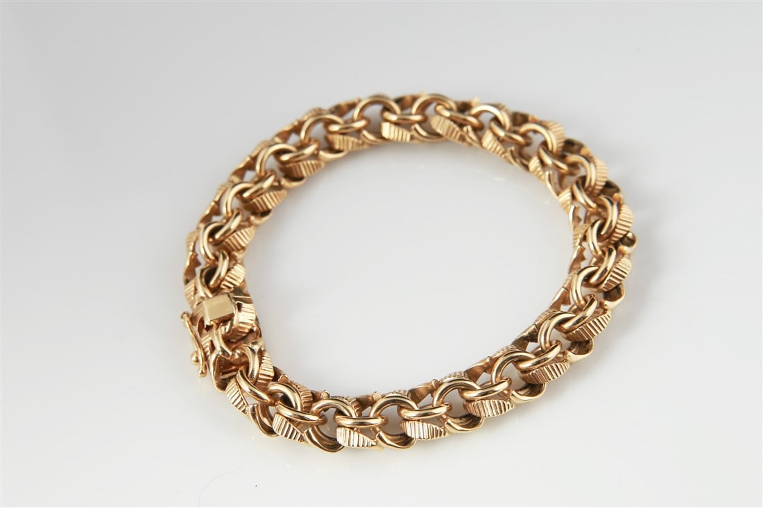 14k Yellow Gold Thick Fancy Link Bracelet (1 of 6)