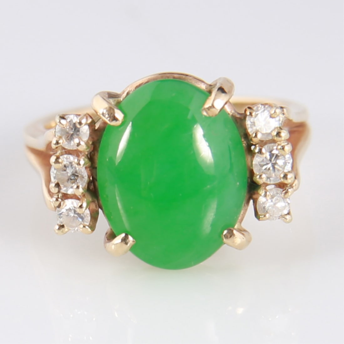 14k Yellow Gold, Jadeite, and Diamond Ring (1 of 8)