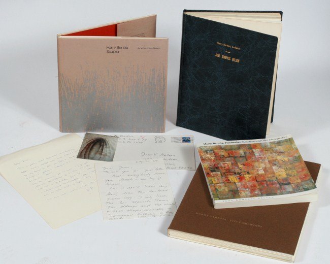 Collection of Harry Bertoia Books and Letters: Collection of Harry Bertoia books and letters. Including Nelson, June Kompass. Harry Bertoia Sculptor. Detroit: Wayne State University Press, 1970. Signed by the author. Nelson, June Kompass. Harry Be