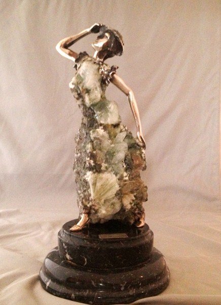 Maneul Carrera (20th C.), "Brisa": Manuel Carrera (Spanish, 20th century). "Brisa". Sterling silver and quartz crystal. Signed and numbered "2071". Set on a marble base. Height 9". Condition: The marble is cracked in several places.