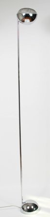 Robert Sonneman Chrome Floor Lamp: Robert Sonneman chrome floor lamp. American, 20th century. With spherical head and base. Unmarked. Height 70 1/2".