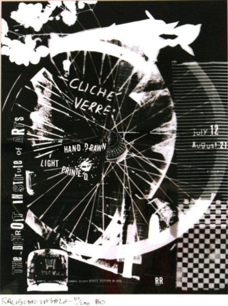 Robert Rauschenberg (1925-2008), "Cliché Verre": Robert Rauschenberg (American, 1925-2008). "Cliché Verre". Offset lithograph on mylar film. Published by the Drawing and Print Club Founder's Society of the Detroit Institute of Arts. Signed "Rausche