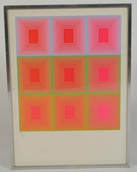 Richard Anuszkiewicz (B. 1930), Untitled: Richard Anuszkiewicz (American, born 1930). Untitled. Serigraph. Signed lower right and dated " '68", numbered "XXIII / XXIV" lower left. Plate 13 1/2" x 12", frame 19 1/2" x 14".