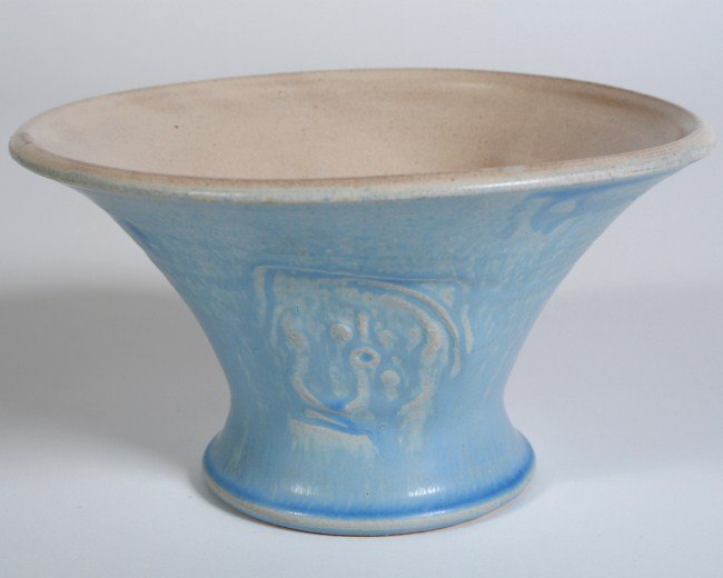 Pewabic Pottery High-Sided Bowl, 21st century: Pewabic Pottery High-Sided Bowl with floral motifs. American, 21st century. Impressed with "Pewabic Detroit 2004" on bottom. Height 4 3/4", diameter 8 3/4".