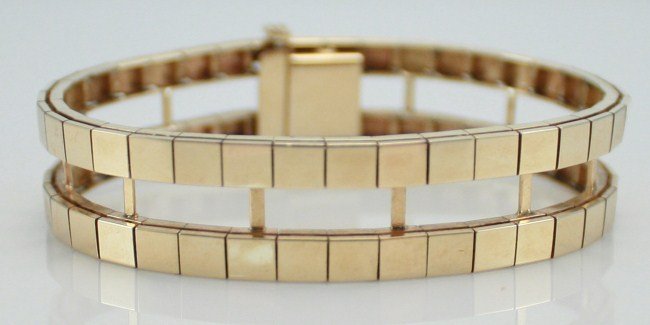 Bracelet De Tennis En Or Jaune 14K Avec Liens En Saphir Bleu