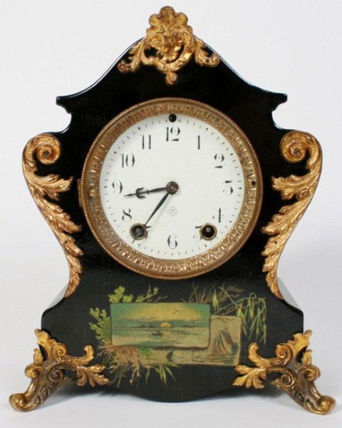 Seth Thomas Clock Co. Mantel Clock, C. 1880: Seth Thomas Clock Co. Adamantine Mantel Clock. American, circa 1880. Patented September 7, 1880. Height 11", width 9", depth 5 1/4". Condition: Appears fine.