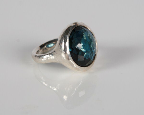 Ippolita Wonderland Rock Candy Lollipop Ring: Ippolita Rock Candy Lollipop ring. 20th century. Sterling silver ring set with blue topaz. Total weight 13.8 grms.