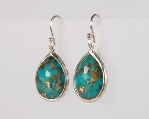 Ippolita Wonderland Teardrop Earrings: Ippolita Wonderland teardrop earrings. Hammered sterling silver earrings set with turquoise crystal doublets. Total weight .9 grams.