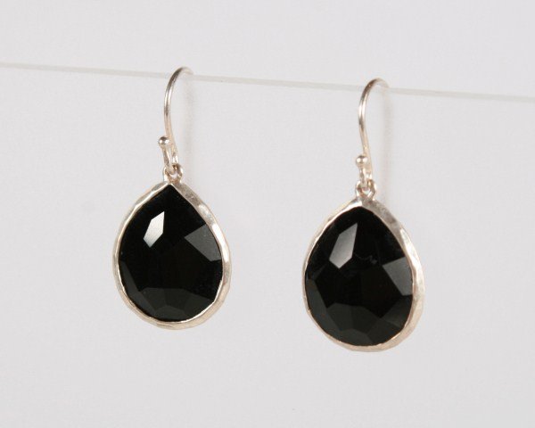 Ippolita Wonderland Teardrop Earrings: Ippolita Wonderland teardrop earrings. 20th century. Hammered sterling silver earrings set with black onyx. Total weight 4.8 grams.