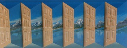 Patrick Hughes (B. 1939), "Grand Tetons 2006": Patrick Hughes (British, born 1939). "Grand Tetons 2006". Hand painted 3D multiple with lithography. Pencil signed "Patrick Hughes" lower right and numbered "16/45" lower left. Displayed in plexiglass