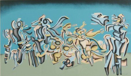 Arnold Belkin (1930-1992), Untitled: Arnold Belkin (Canadian, 1930-1992). Untitled. Lithograph. Signed "A. Belkin" in pencil lower right, numbered "10/100" in pencil lower left, and dated " '74" in pencil lower right. Paper 24" x 41", fr