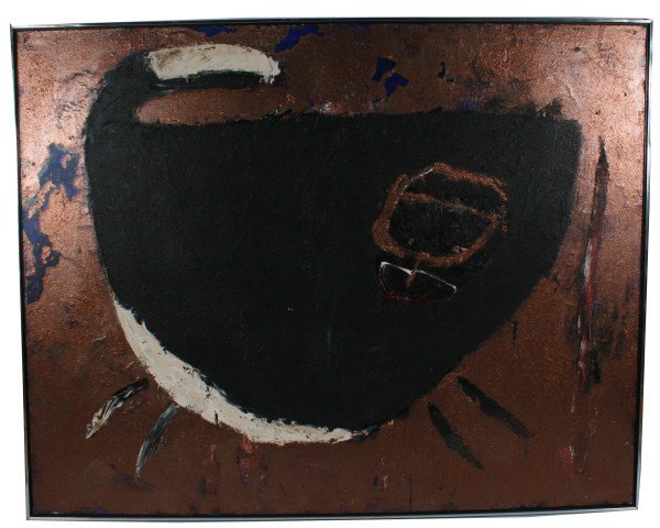 Valentina Dubasky (B. 1951), "Spiral Horse": Valentina Dubasky (American, born 1951). "Spiral Horse". Oil and glitter on canvas. Signed "Dubasky", dated "1983", and titled on verso. Sight 66" x 83 7/8", frame 67 3/4" x 85 1/2". Provenance: From 