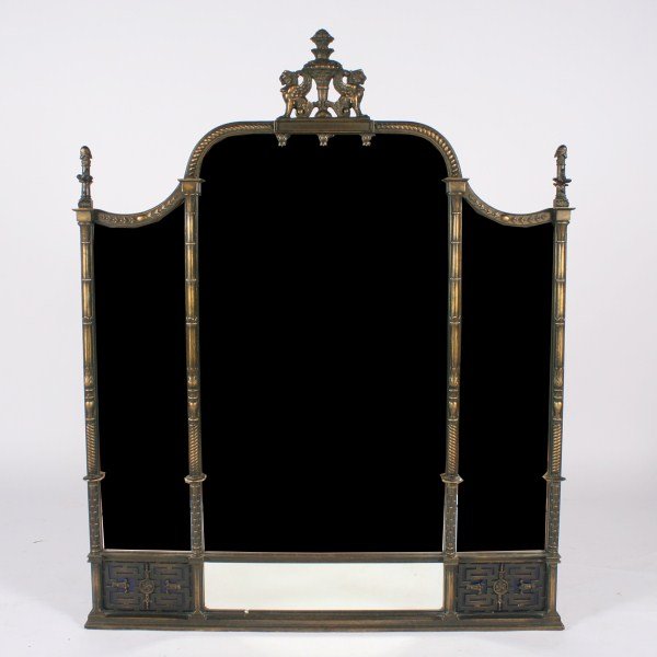 Oscar Bach Style Wood Mirror: Oscar Bach style wood mirror. 20th century. Height 48", width 39 1/8".
