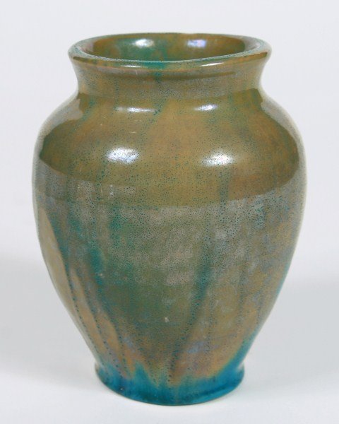 Pewabic Iridescent Pottery Vase: Pewabic iridescent pottery vase. With impressed "Pewabic Detroit" mark to base. Height 6".