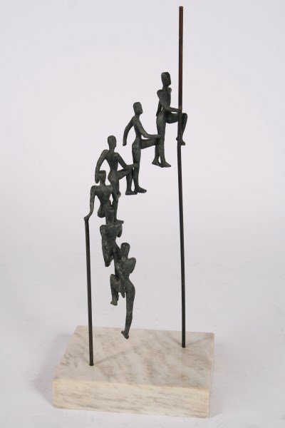 Bronze Figural Sculpture on Marble Base (1 of 1)