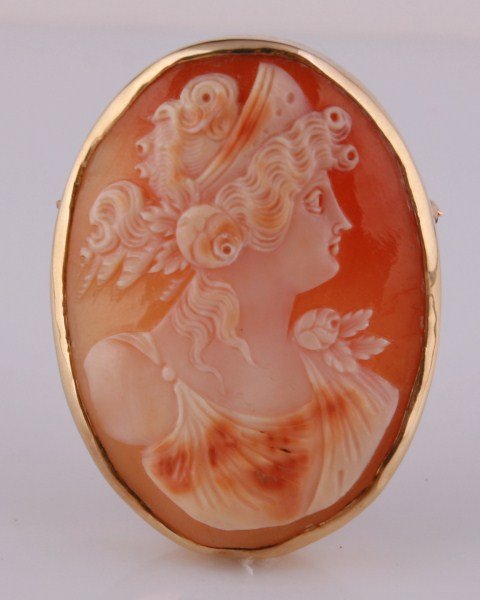 Victorian Carved Cameo Shell Pin (1 of 2)