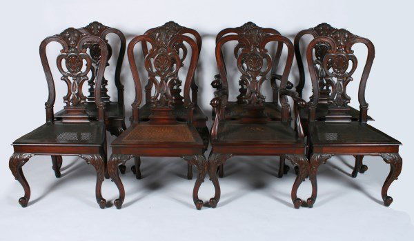 Group of Eight Chippendale Style Dining Chairs (1 of 1)