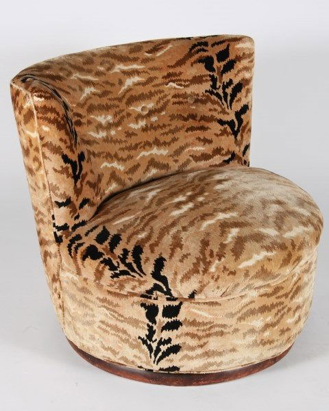 Milo Baughman Style Upholstered Swivel Tub Chair (1 of 3)