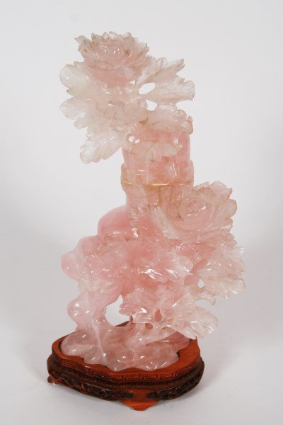 Chinese Carved Rose Quartz Lidded Urn (1 of 1)