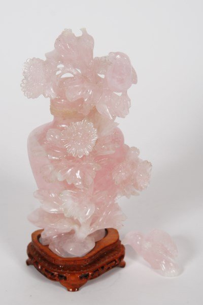 Chinese Carved Rose Quartz Lidded Urn (1 of 1)