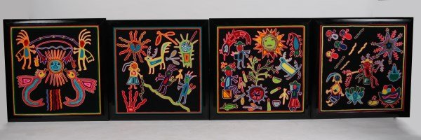 Set of 4 Mola Textiles Attrib. to Kuna People (1 of 3)