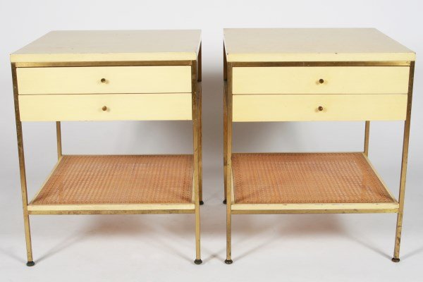 Pair Paul McCobb Lacquered and Brass Night Tables (1 of 3)