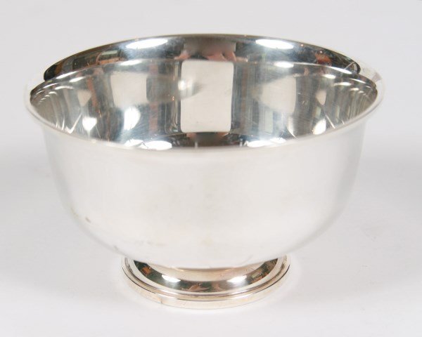 Fisher Silversmiths Inc. Sterling Footed Bowl: Fisher Silversmiths Inc. sterling silver footed bowl. American, 20th century. With maker's hallmark and numbered "234" to underside. Height 2 1/2", diameter 4 1/2". 4.460 troy ounces.