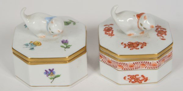 Group of Two Herend Porcelain Cat Boxes (1 of 3)