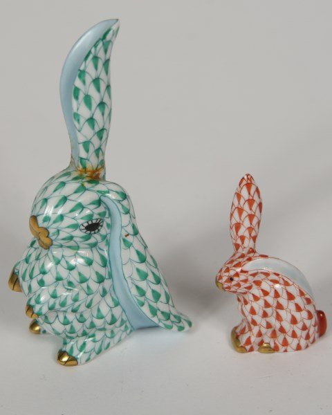 Group of Two Herend Porcelain Rabbit Figurines (1 of 3)