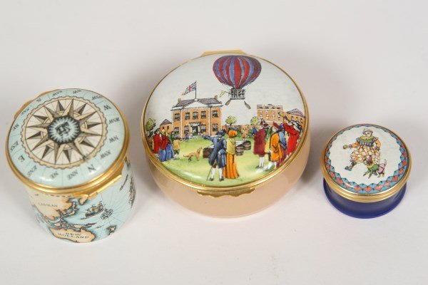 Group of 3 Halcyon Days Diminutive Enamel Boxes (1 of 3)