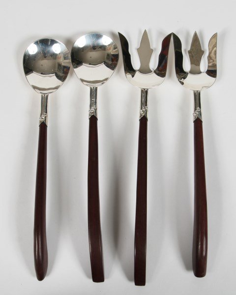 Set of Four Mexican Sterling and Wood Pieces (1 of 1)