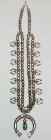 Silver and Turquoise Squash Blossom Necklace (1 of 2)