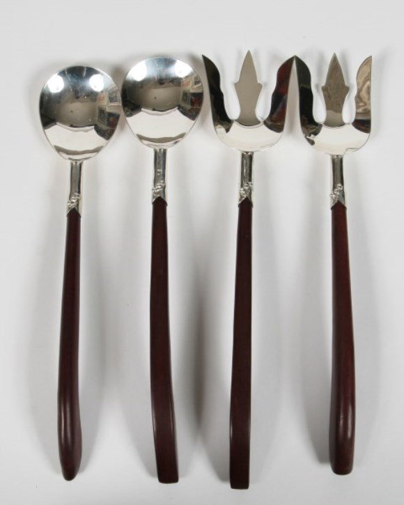 Set of Four Mexican Sterling and Wood Pieces (1 of 1)