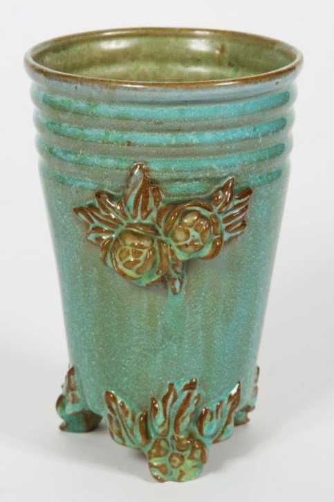 Clarice Cliff Green Floral Vase (1 of 3)