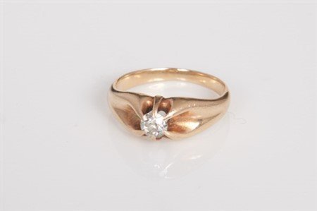 Gent's 14k Gold and Diamond Belcher Style Ring (1 of 2)