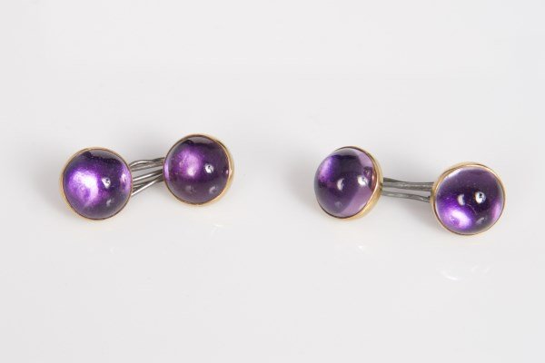 Pair of Amethyst and 14k Yellow Gold Cuff Links (1 of 3)