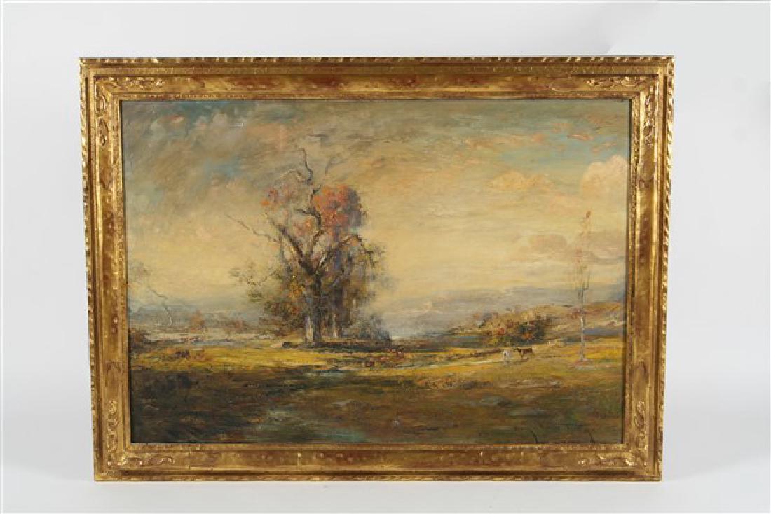 Douglas Arthur Teed (1860-1929), Landscape 1919: Douglas Arthur Teed (1860-1929), American Untitled, 1919 Oil on canvas Frame: 37" x 50.5". Gorgeous pastoral scene signed in lower right: "Douglas Arthur Teed, 1919." Inspired by prominent painter Geo