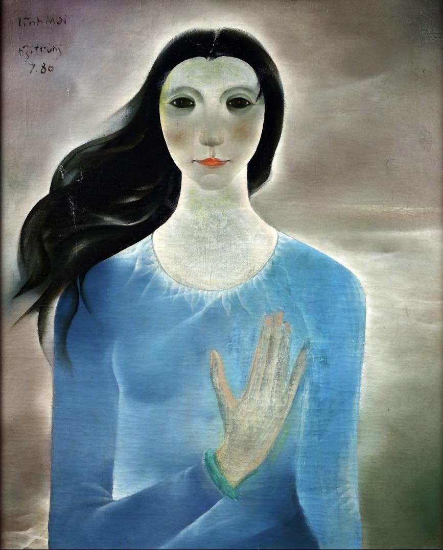 Nguyen Trung (Vietnam, 1940): Artist: Nguyen Trung (Vietnam, 1940)Artwork Title: Linh Mai, 1980Material: Oil on canvas, signed and dated on the upper left cornerDimensions: 79.5 cm x 64 cm