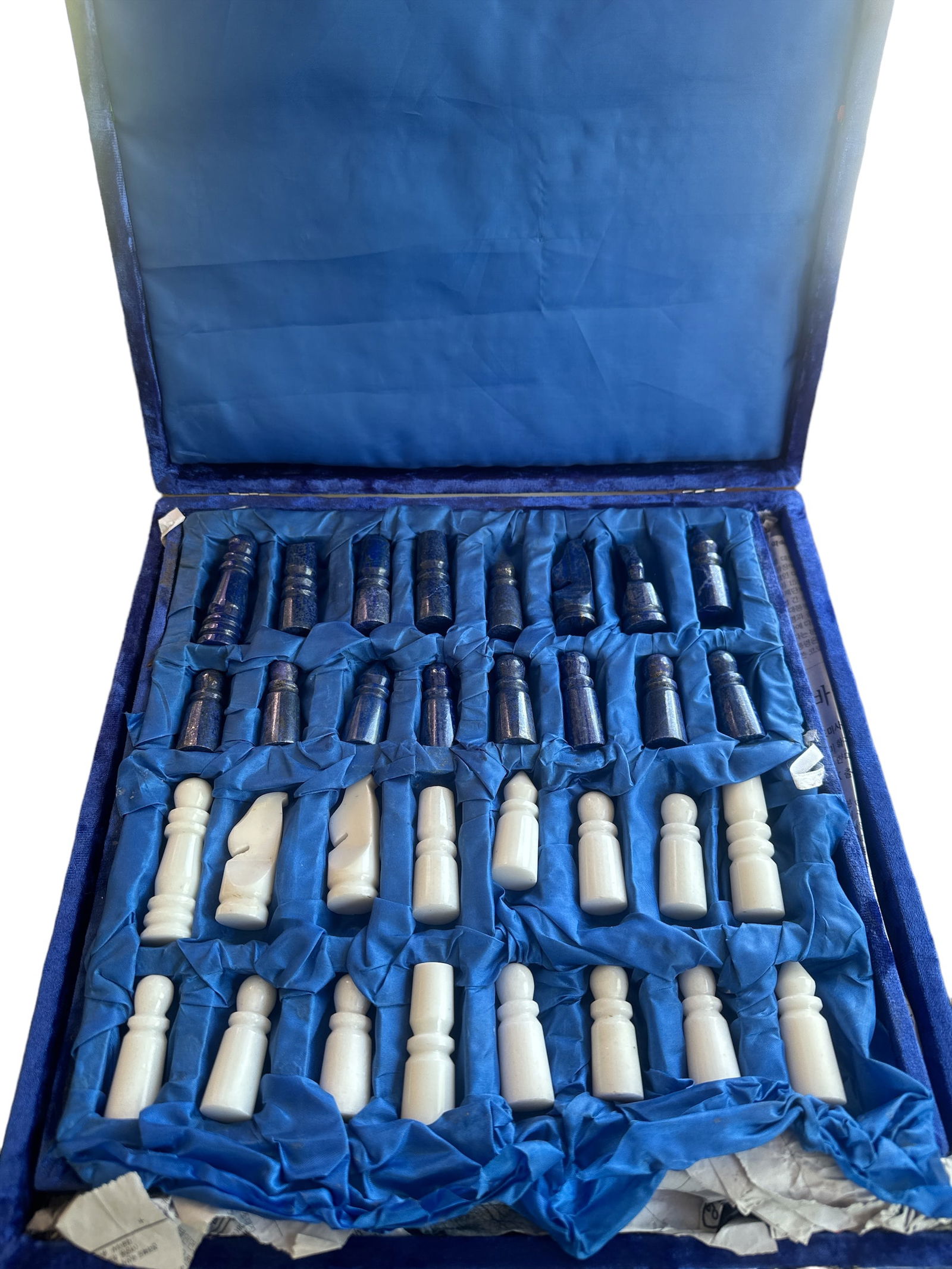 Handcrafted Lapis Lazuli and Marble Chess Set - Exquisite Board Game (1 of 4)