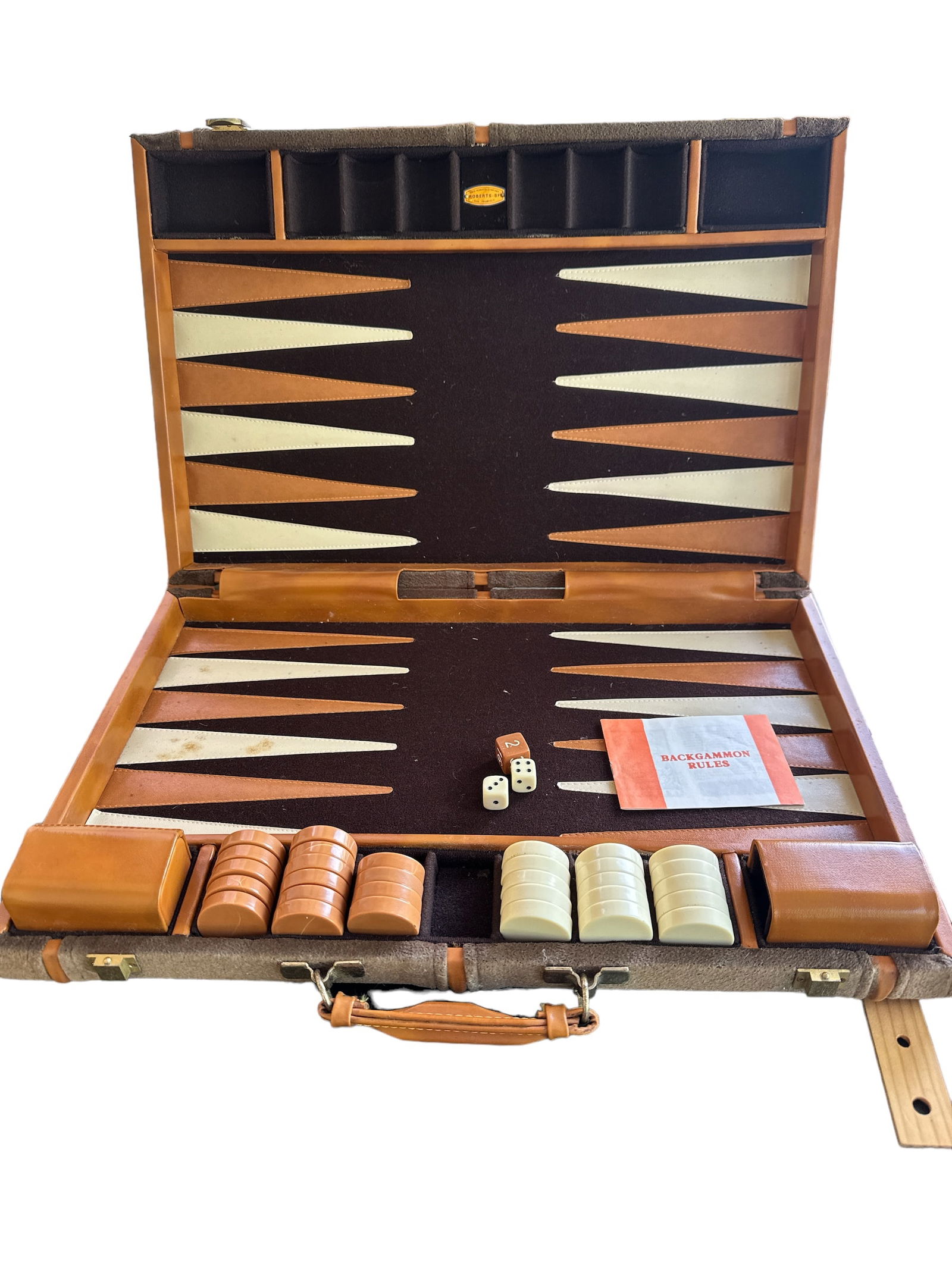 Vintage Fred Roberts SF Backgammon Set COMPLETE Travel Case (1 of 3)