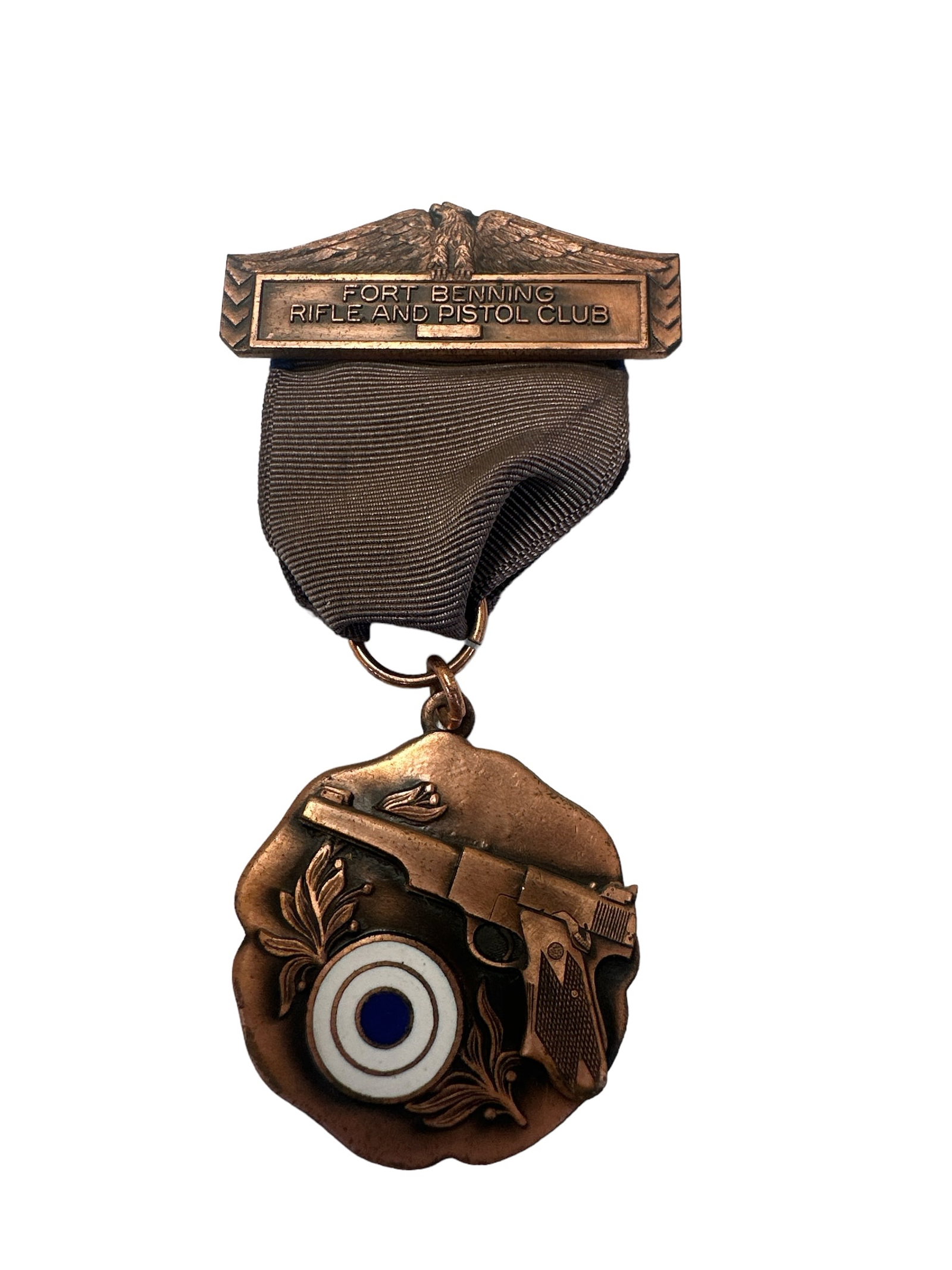 Fort Benning Rifle And Pistol Club Vintage Medal 22 Cal.NMC "Second Sharpshooter": Fort Benning Rifle And Pistol Club Vintage Medal 22Cal.NMC "Second Sharpshooter". these medals symbolize excellence in shooting sports. Crafted with intricate details, the medals feature high-quality 