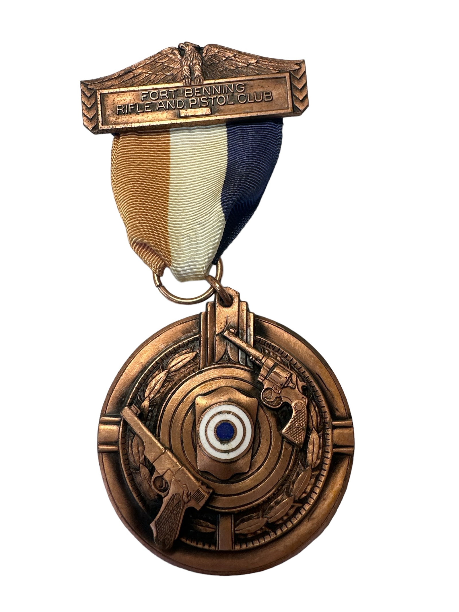 Fort Benning Rifle And Pistol Club Vintage Medal ".22 CAL & Center Fire Aggregate Second: Fort Benning Rifle And Pistol Club Vintage Medal ".22 CAL & Center Fire Aggregate Second Sharpshooter.. these medals symbolize excellence in shooting sports. Crafted with intricate details, the medals
