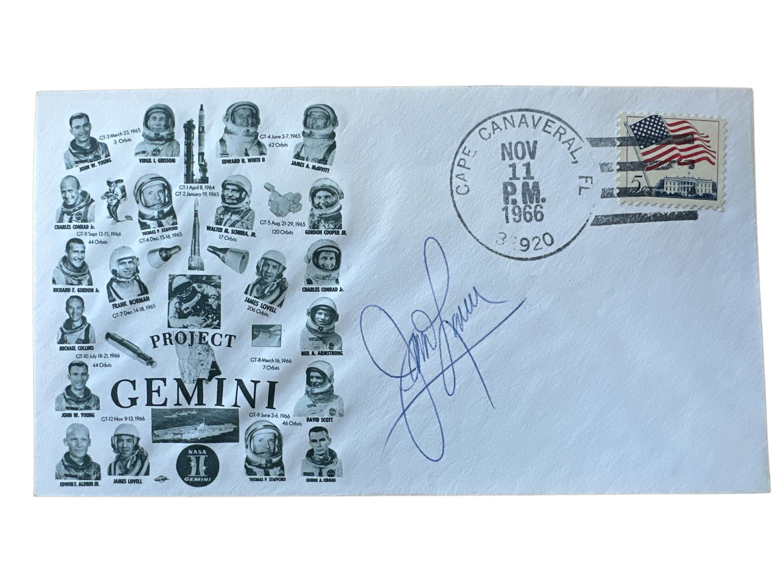 1966 Project GEMINI signec cover by James Lovell (1 of 2)