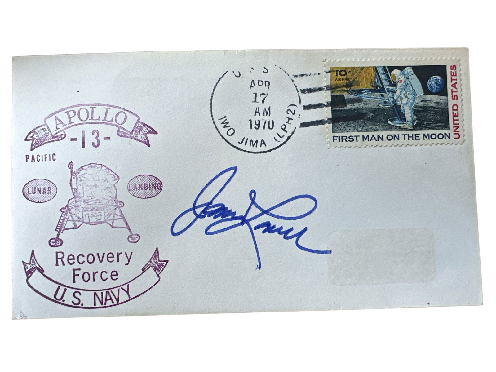 1970 APOLLO 13 Recovery Force U.S. NAVY signed cover by James Lovell (1 of 2)