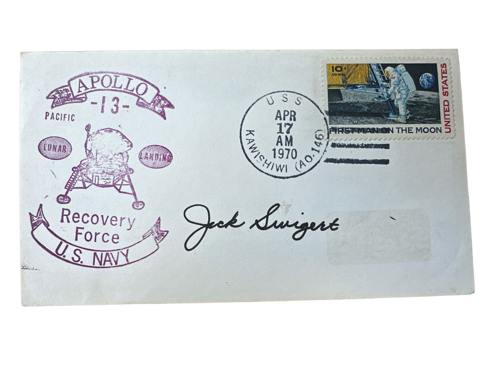 1970 APOLLO 13 Recovery Force U.S. NAVY signed cover by Jack R. Lousma (1 of 2)