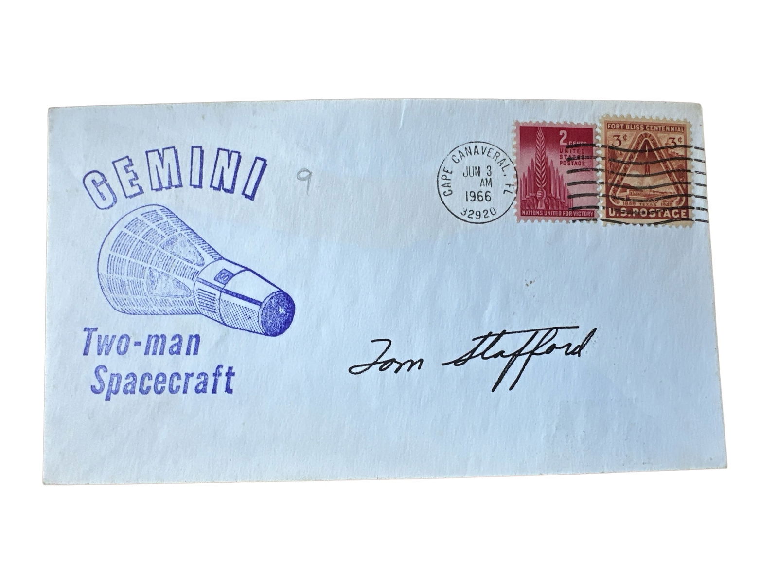 Gemini Two-Man Spacecraft 1966 sgined cover by Thomas P. Stafford (1 of 2)
