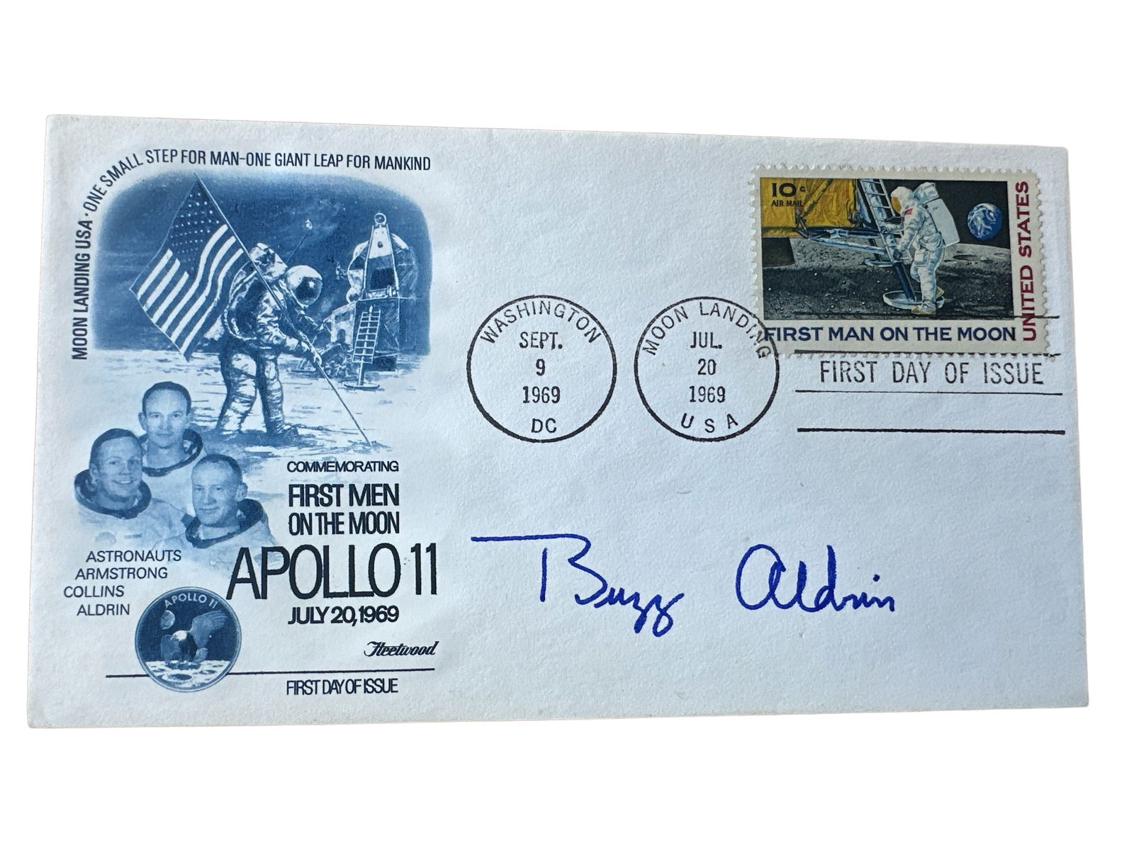 1969 Apollo 11 First men on the moon signed Cover by Buzz Aldrin (1 of 2)