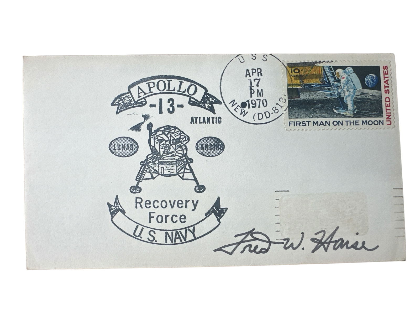 1970 APOLLO 13 Recovery Force U.S. NAVY signed cover by Fred W. Haise (1 of 2)