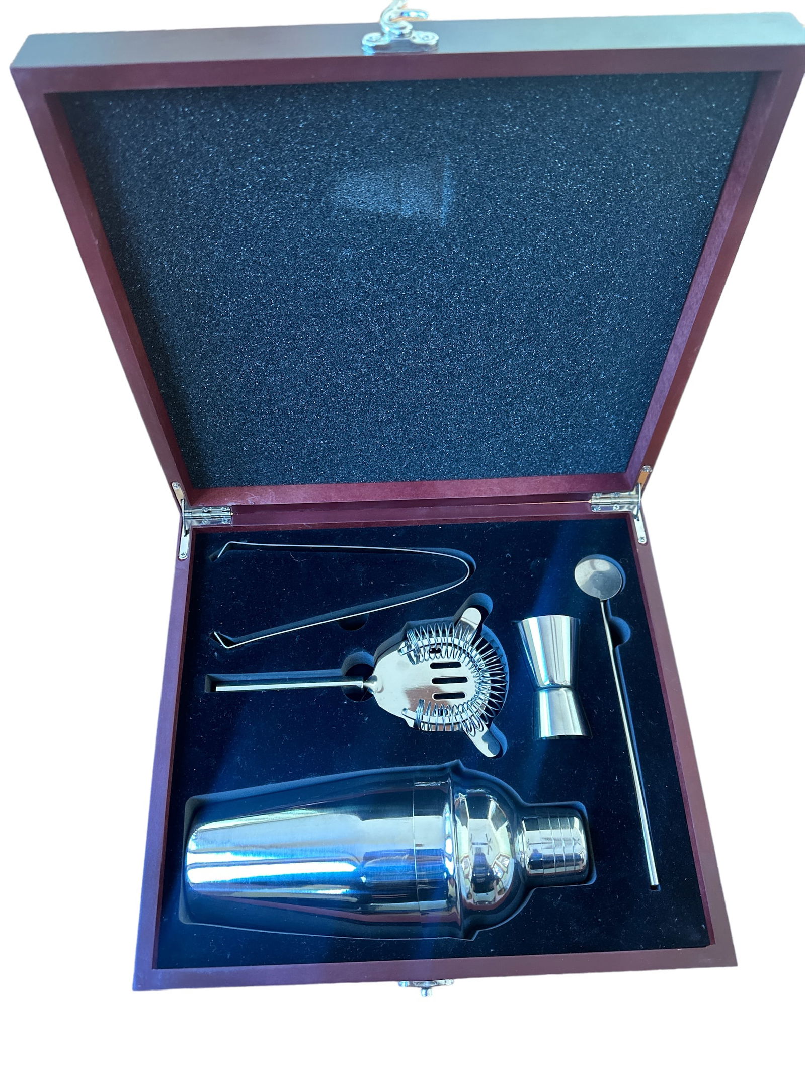 bartender kit set with wooden box stainless steel mixer shaker (1 of 4)