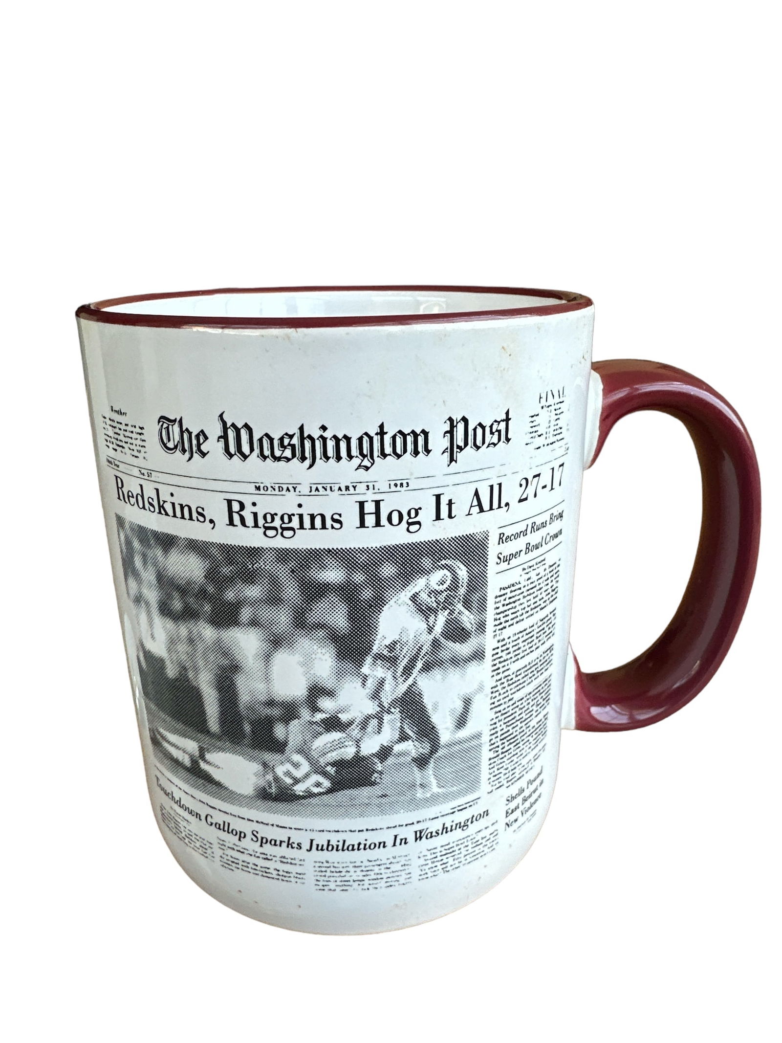 Vintage 1983 Coffee Mug RedSkins, Riggins Hog it All 27/17 The (1 of 4)